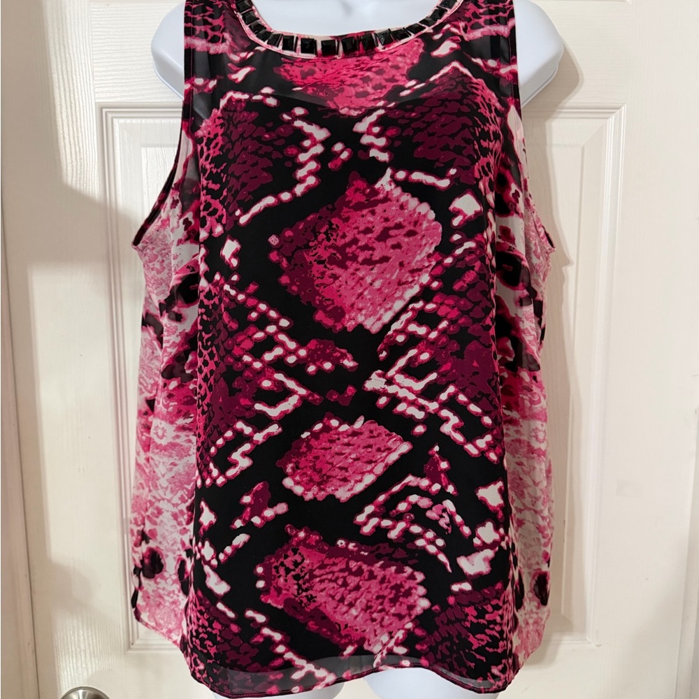 Dana Buchman Pink and Black Patterned Tank Top - Picture 3 of 9